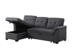 Lucca 84' Dark Gray Linen Reversible Sleeper Sectional Sofa with Storage Chaise - Grand Goldman Shop