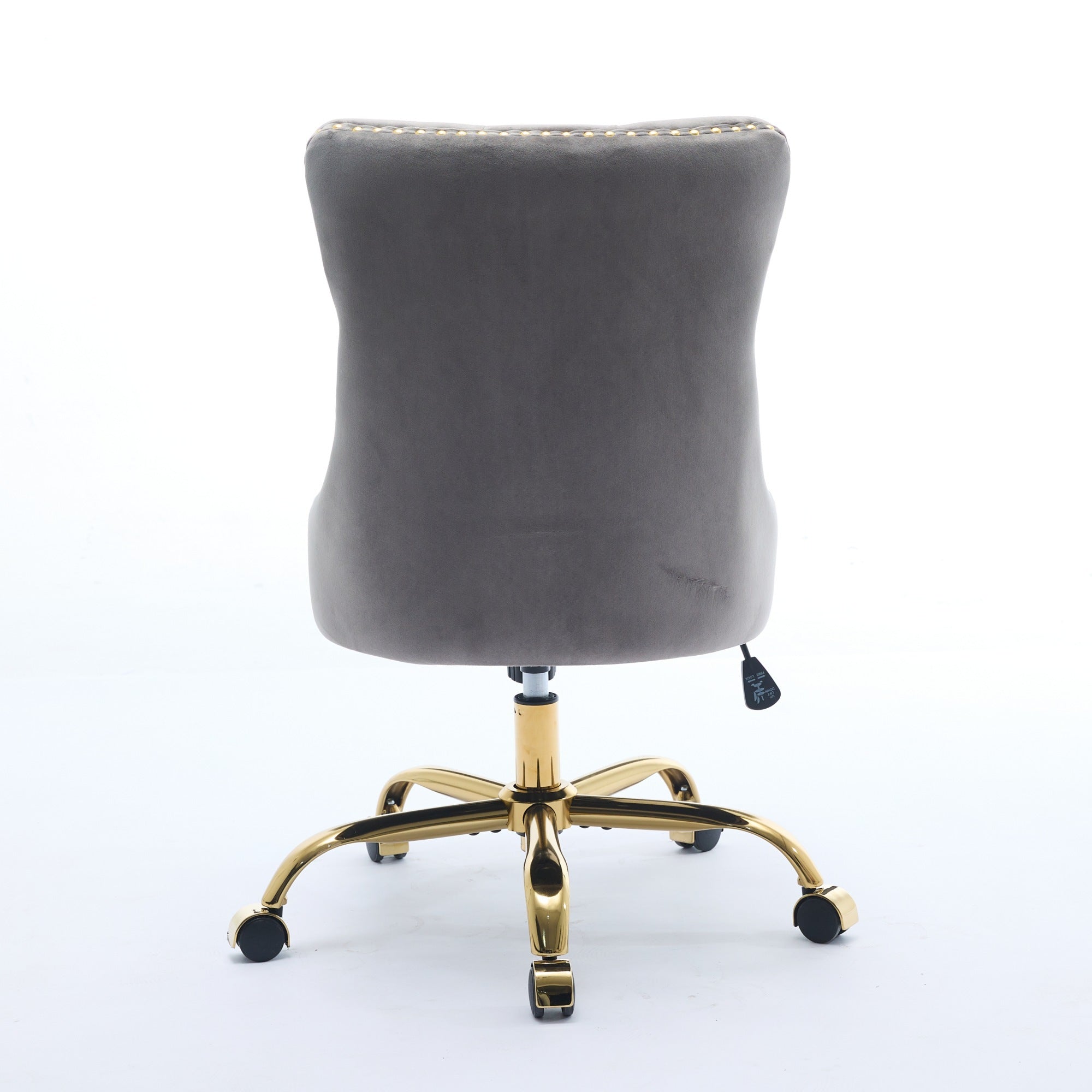 A&A Furniture Office Chair,Modern Velvet Upholstered Tufted Button Home Office Chair with Golden Metal Base,Adjustable Desk C