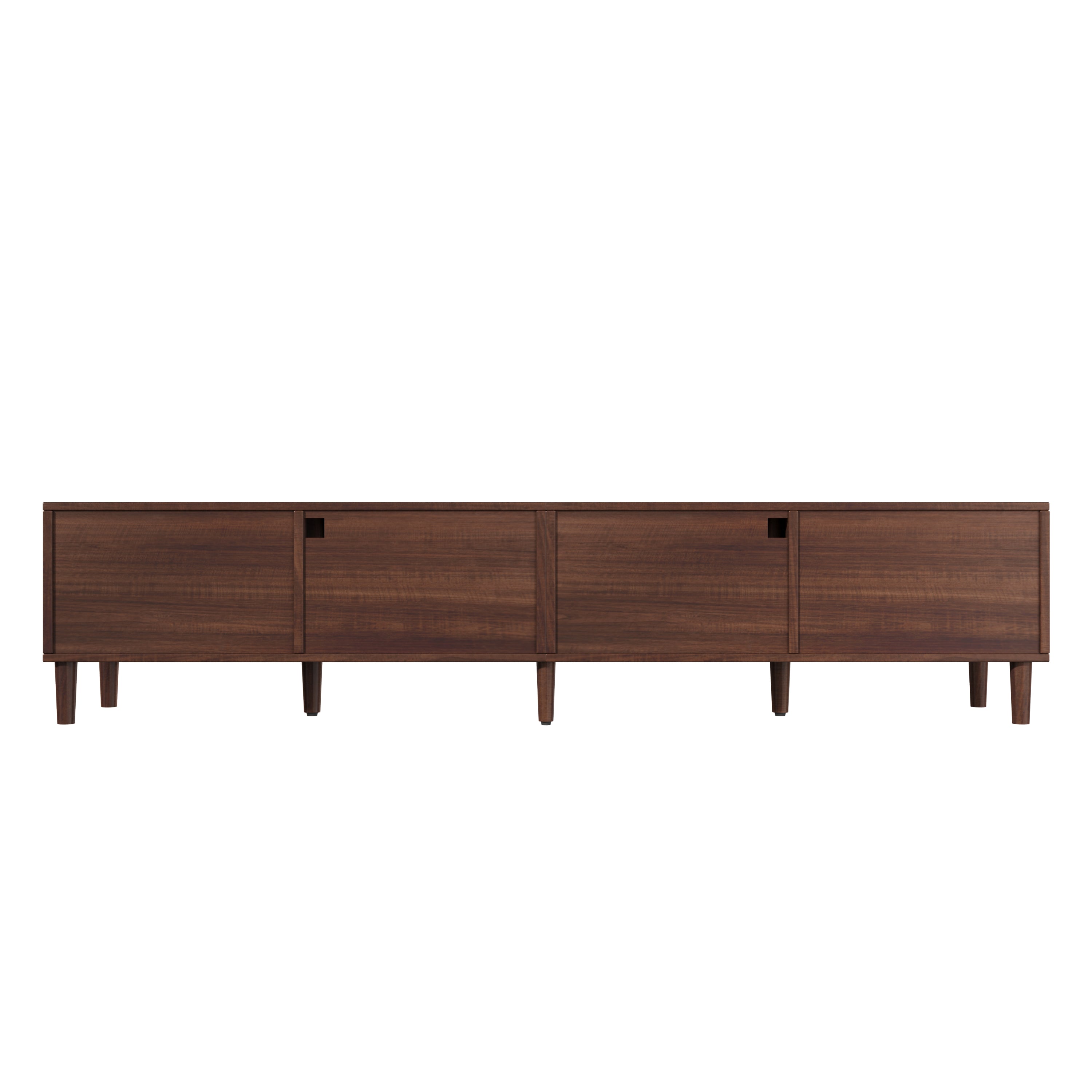 Modern 86 inch TV Stand for TVs up to 90 inches, Dark Brown Rattan Design with App-Controlled LED Lights, 2 Drawers & Glass Door Storage, MDF and Solid Wood Media Console - Grand Goldman Shop