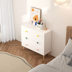 Kids 3 Drawer Dresser, White Nursery Storage Cabinet with Anti-Tip Safety Feature, Solid Wood and MDF Construction, Compact D