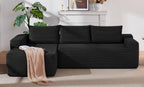 96.9' Cloud Sectional Couch with L-Shape Chaise,Modern Modular Sofa with Deep Seat, Upholstered Couches for Living Room Bedroom,No Assembly Required, (Corduroy Fabric),Black - Grand Goldman Shop
