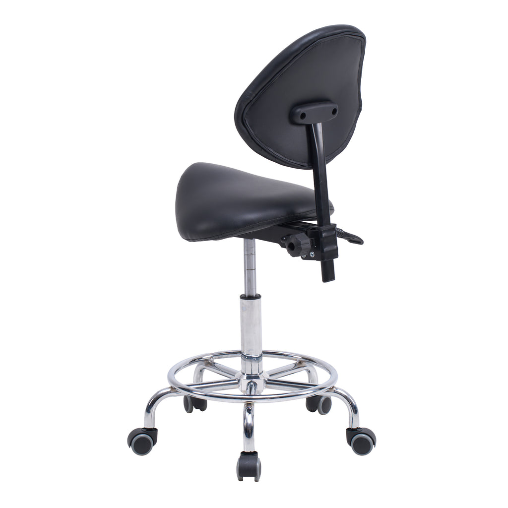Saddle Stool Chair with Backrest Swivel Hydraulic Ergonomic Tilt Seat Chair with Wheels Footrest for Medical Hospital Clinic 