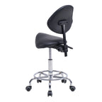 Saddle Stool Chair with Backrest Swivel Hydraulic Ergonomic Tilt Seat Chair with Wheels Footrest for Medical Hospital Clinic 