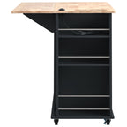 Kitchen Island with Power Outlet,Kitchen Storage Island with Drop Leaf and Rubber Wood,Open Storage and Wine Rack,5 Wheels,with Adjustable Storage for Home, Kitchen, and Dining Room, Black - Grand Goldman Shop