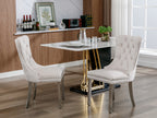 Nikki Collection Modern, High-end Tufted Solid Wood Contemporary Velvet Upholstered Dining Chair with Chrome Stainless Steel Plating Legs,Nailhead Trim,Set of 2，Beige and Chrome, SW1701BG - Grand Goldman Shop