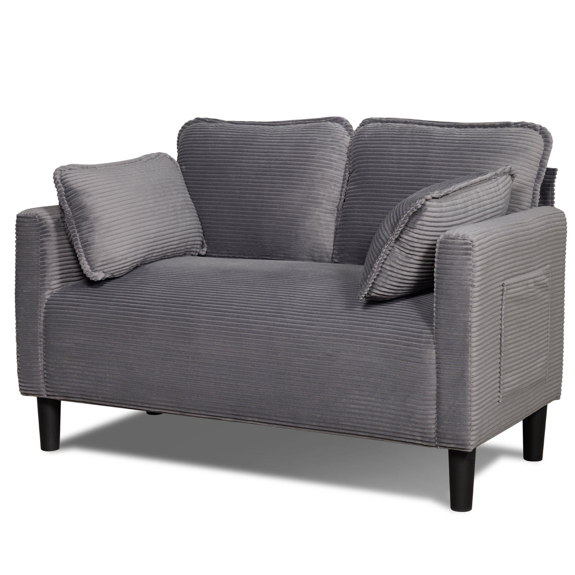 48' Soft Corduroy Loveseat Couch W/Soft Cushions,Side Storage Pocket,Sturdy Composite Board & Solid Wood Frame, High Rebound Sponge,Easy Assembly,Ideal for Living Room,Apartment,Dorm,Office. - Grand Goldman Shop