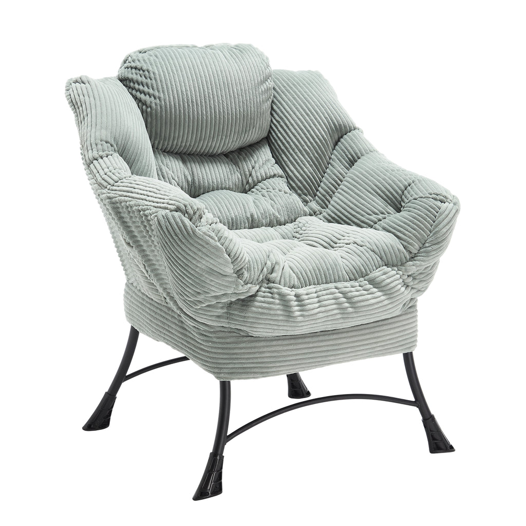 Lazy Chair with Ottoman, Modern Lounge Accent Chair with Armrests and a Side Pocket, Leisure Upholstered Sofa Chair Reading Chair with Footrest for Small Space, Corner Chair-Light green - Grand Goldman Shop