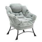Lazy Chair with Ottoman, Modern Lounge Accent Chair with Armrests and a Side Pocket, Leisure Upholstered Sofa Chair Reading Chair with Footrest for Small Space, Corner Chair-Light green - Grand Goldman Shop