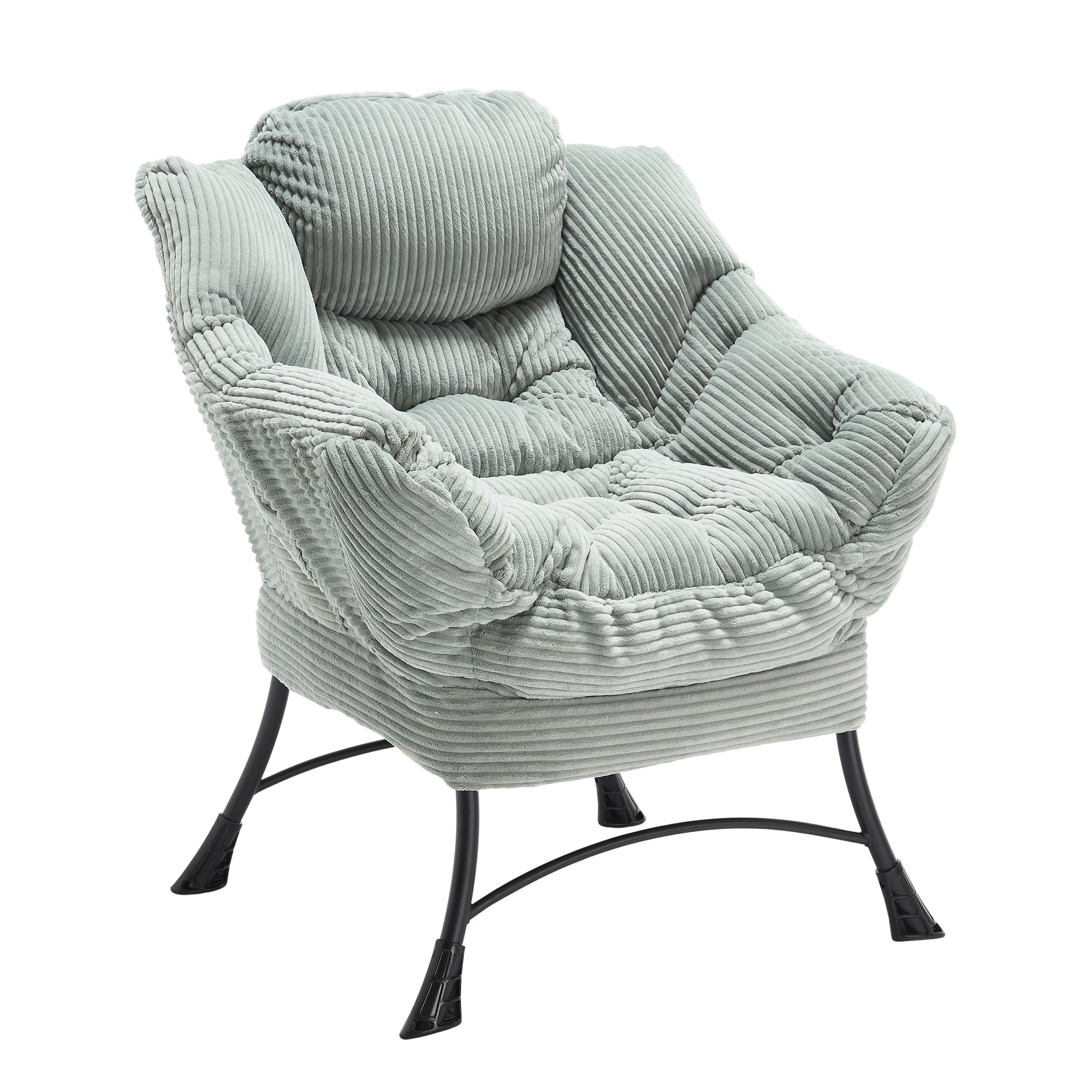 Lazy Chair with Ottoman, Modern Lounge Accent Chair with Armrests and a Side Pocket, Leisure Upholstered Sofa Chair Reading Chair with Footrest for Small Space, Corner Chair-Light green - Grand Goldman Shop