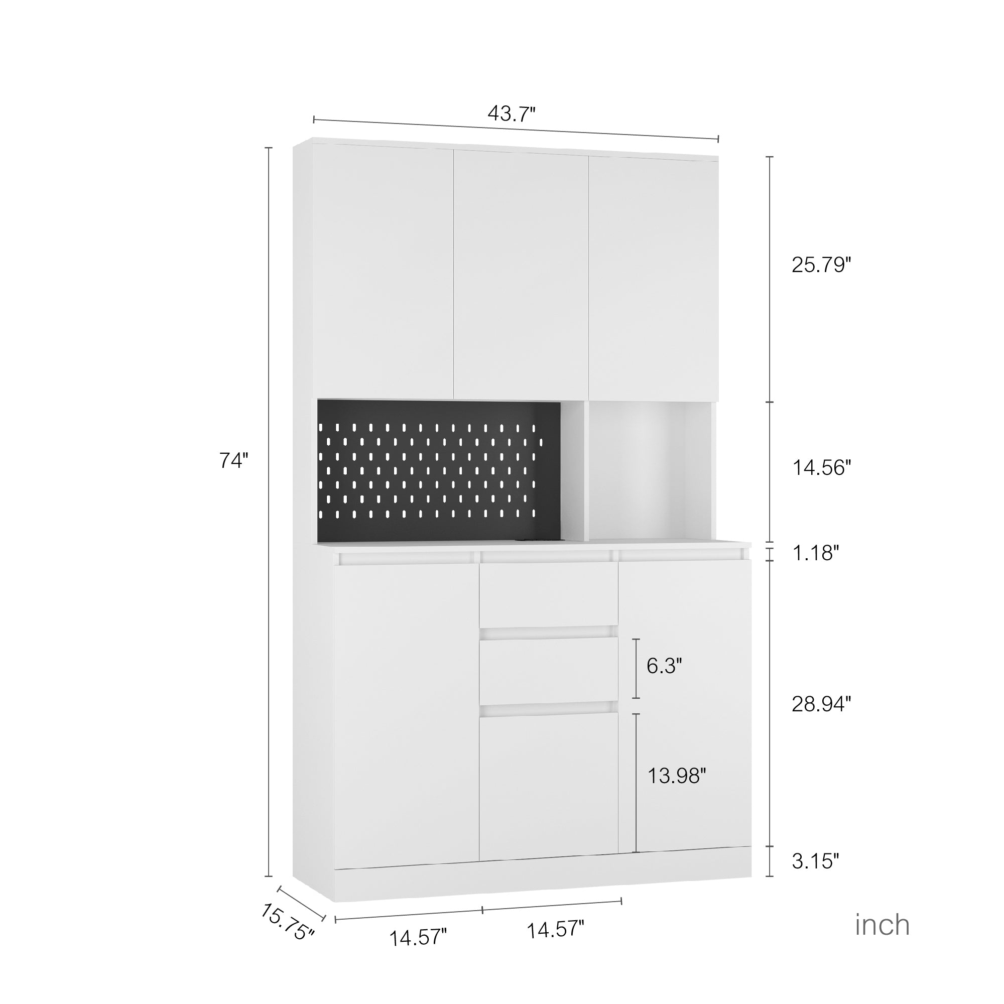 74' Kitchen Pantry Cabinet with Charging Station,Freestanding Buffet Cupboards Sideboard with Drawer,Modern Pantry Cabinet with Microwave Stand for Kitchen,Living Room,Dinning Room - Grand Goldman Shop