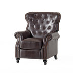 Contemporary Style Push Back Recliner with Button-Tufted Stitching and Nailhead Trim in Dark Brown PU - Grand Goldman Shop