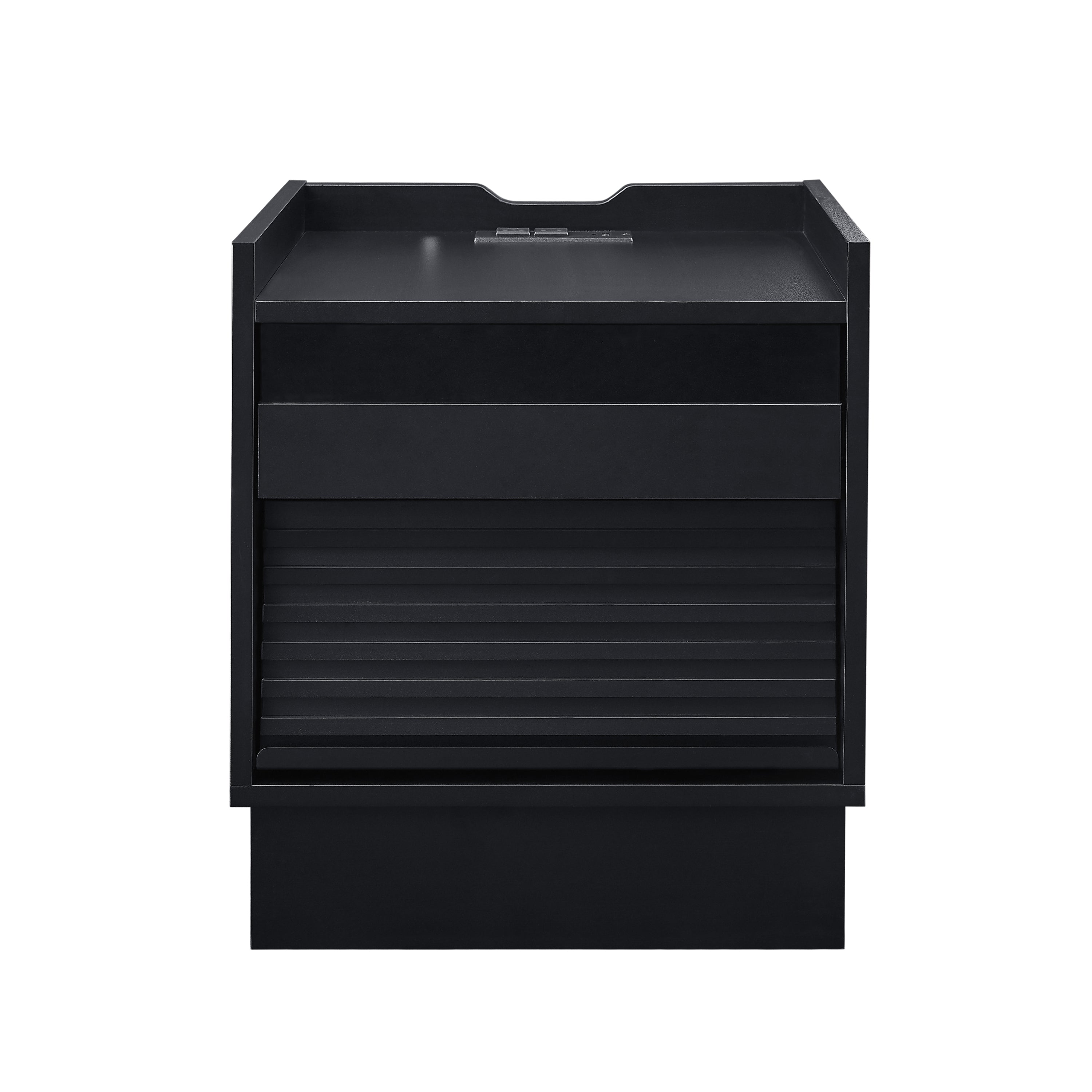 Mid Century Modern Nightstand with Charging Station and LED lights, Night Stand with 2 Drawers, Bedside Tables/End Table for Bedroom or Living Room, Black - Grand Goldman Shop