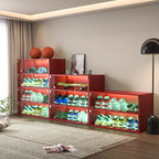 Red Glass Door Shoe Box Shoe Storage Cabinet For Sneakers With RGB Led Light - Grand Goldman Shop