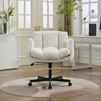 Modern Chenille Swivel Office Chair, Height Adjustable Task Chair with Convertible Multi-Position Armrests,Comfy Double Cushi
