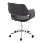 Contemporary Task Chair in Chrome Metal and Black Faux Leather - Grand Goldman