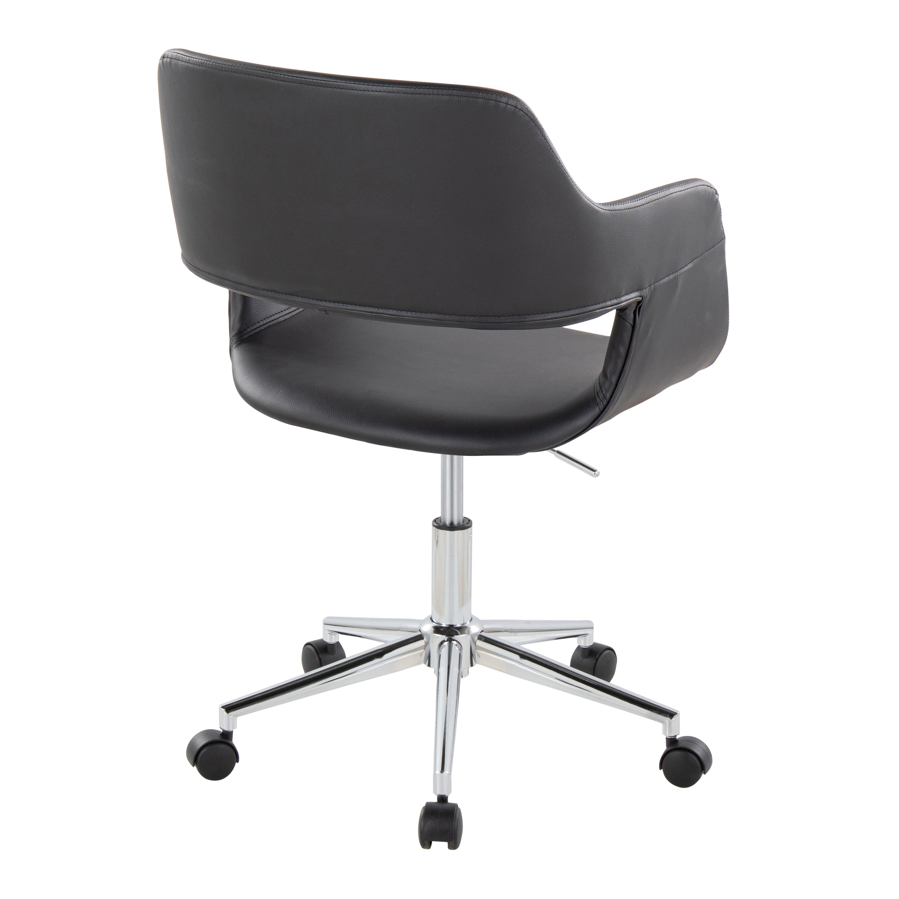 Contemporary Task Chair in Chrome Metal and Black Faux Leather - Grand Goldman