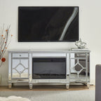 W 57' X D 15 ' X H 25.6' Flash silver combination TV fireplace cabinet - Grand Goldman Shop
