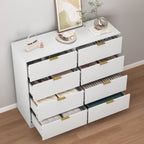8 Drawers Dresser for Bedroom, Wood Bedroom Dresser Modern Drawer Chest, 8 Chest of Drawer, Tall Dresser for Closet, Dressers Organizer for Living Room, Closet, Hallway White - Grand Goldman Shop