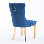 A&A Furniture,Nikki Collection Modern, High-end Tufted Solid Wood Contemporary Velvet Upholstered Dining Chair with Golden Stainless Steel Plating Legs,Nailhead Trim,Set of 2,Blue and Gold, SW1601BL - Grand Goldman Shop