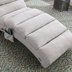 Light Grey Linen Massage Chaise Lounge Indoor with Remote Control, Ergonomic Electric Massage Lounger with 5 Modes - Grand Goldman Shop