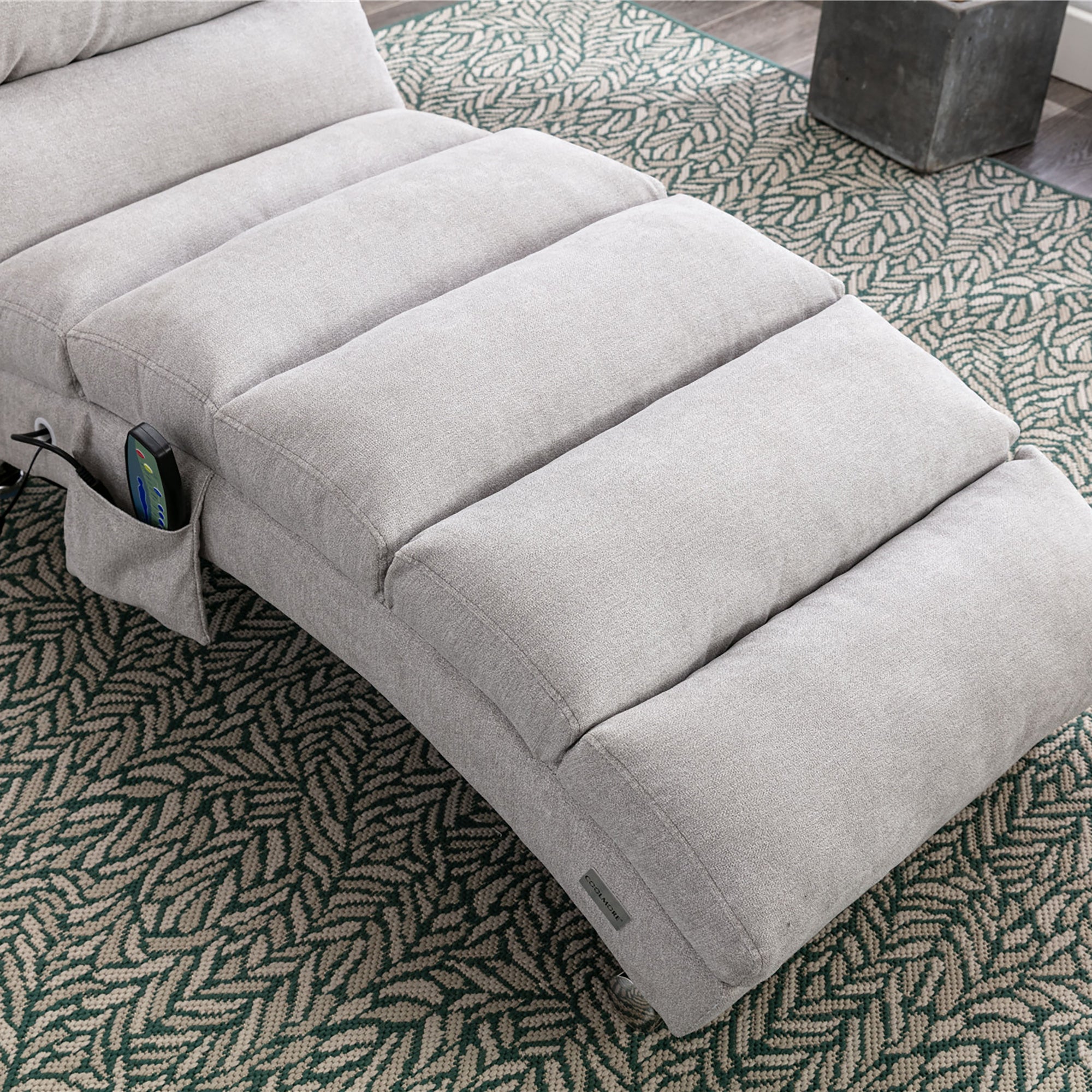 Light Grey Linen Massage Chaise Lounge Indoor with Remote Control, Ergonomic Electric Massage Lounger with 5 Modes - Grand Goldman Shop