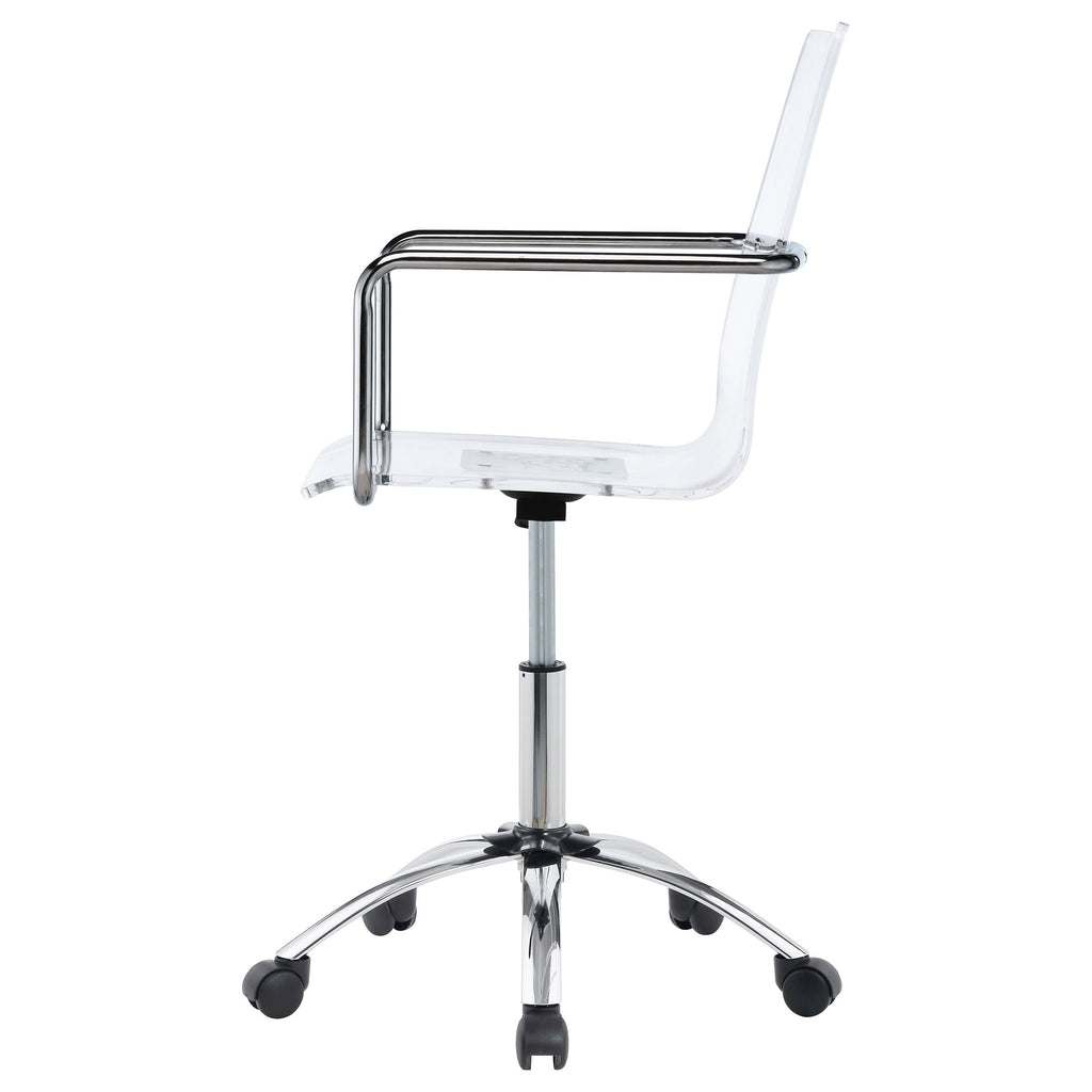 Clear and Chrome Acrylic Office Chair with Caster Wheels - Futuristic Design, Adjustable Height, Durable Metal Frame - Grand 