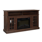 Classic TV Media Stand Modern Entertainment Console with 23' Fireplace Insert for TV Up to 65' with Open and Closed Storage Space, Espresso, 58.25'W*15.75'D*32'H - Grand Goldman Shop