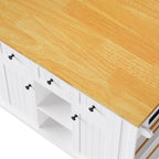K&K 53inch Large Kitchen Island with Drop Leaf,Power Outlet,Door Internal Storage Rack,Rolling Kitchen Cart on 5 Wheels with 5 Open Side Racks for Kitchen,White (Two Packages)(Stools not included) - Grand Goldman Shop