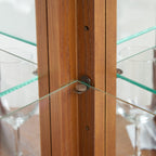 Corner Curio Cabinet Lighted Corner Display, Glass Display Shelf Shelving Bar cabinet with Tempered Glass Door, Bar Cabinet,Cabinet with Adjustable Shelf Glass Cabinet Shelves Bead Bulb Included OAK - Grand Goldman Shop