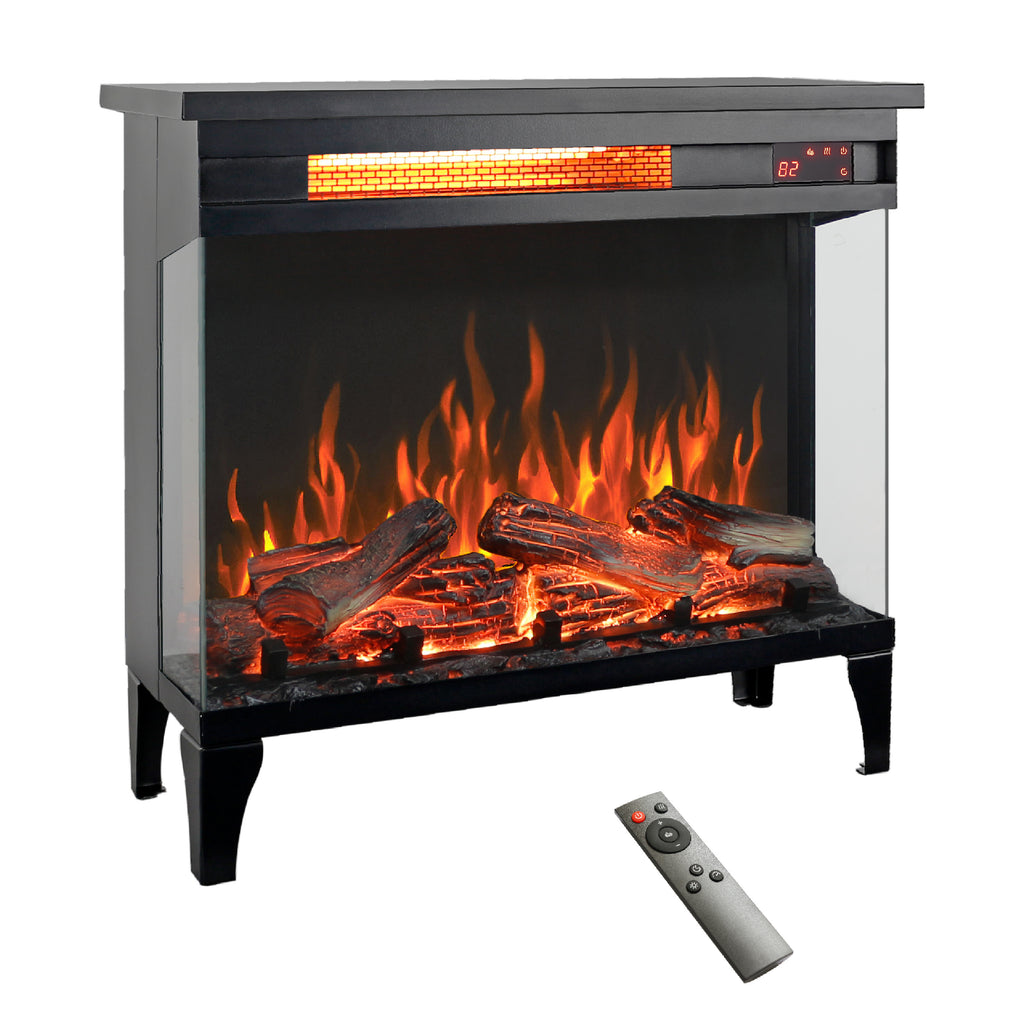 24 inch three sided glass electric fireplace with feet - Grand Goldman Shop