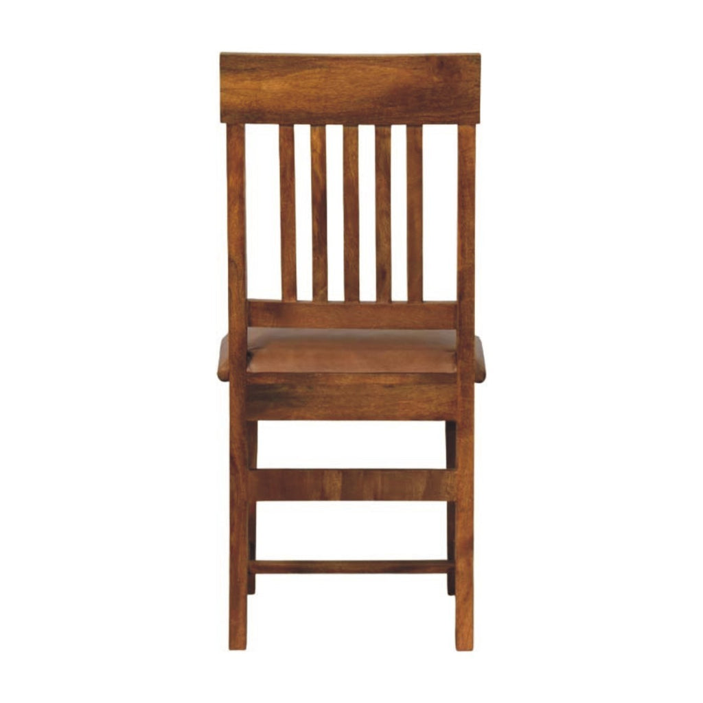 Solid Wood Leather Slatted Dining Chair - Grand Goldman