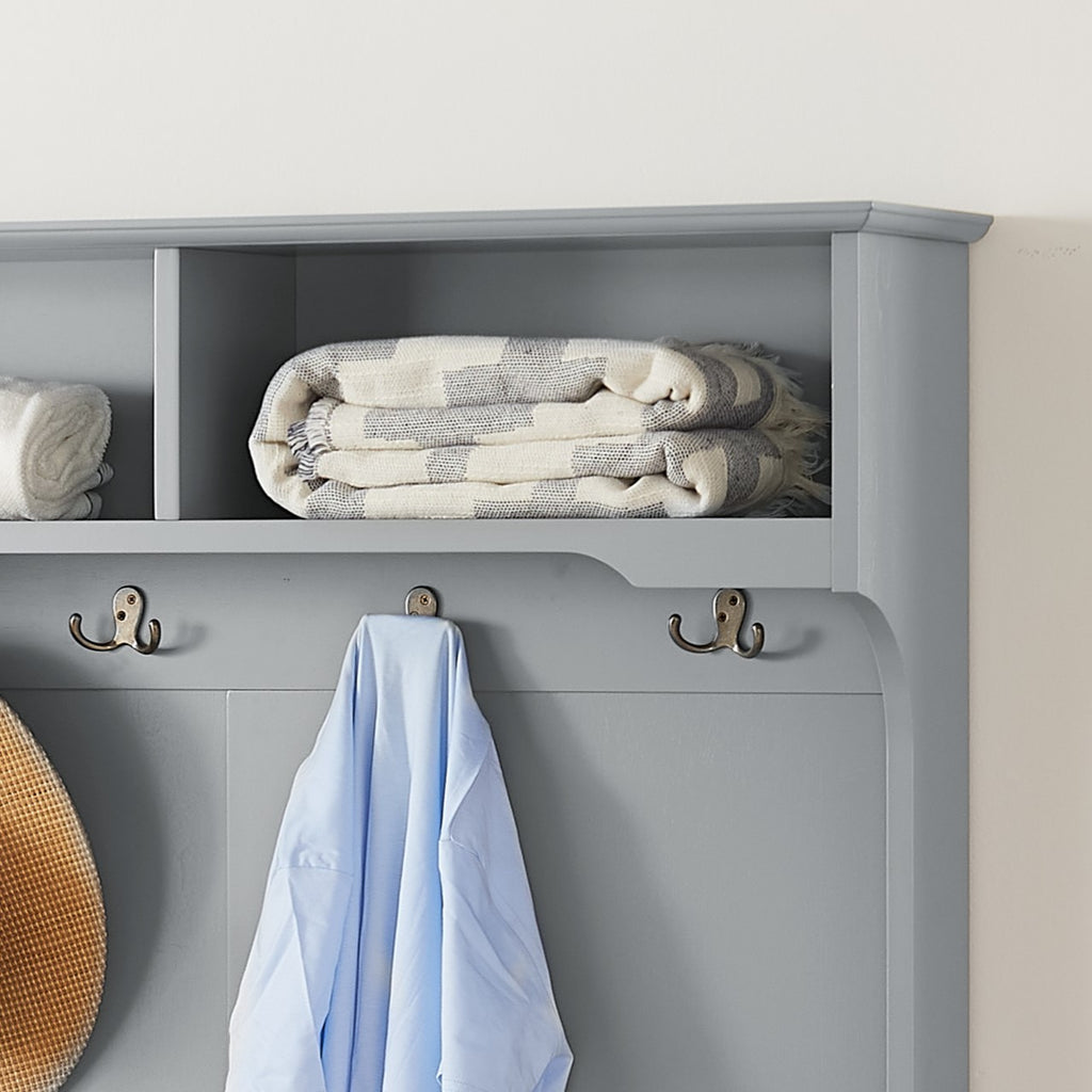 Modern Classic Hall Tree with Shoe Rack Bench and Coat Hooks for Hanging Storage, Entryway Bench with Open Shelves and Shoe Cabinets 40.16'W*18.58'D*64.17'H GRAY - Grand Goldman Shop