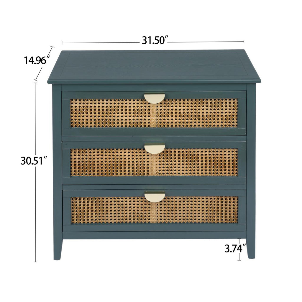 3 Drawer Cabinet, Natural rattan, American Furniture, Suitable for bedroom, living room, study - Grand Goldman Shop