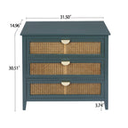 3 Drawer Cabinet, Natural rattan, American Furniture, Suitable for bedroom, living room, study - Grand Goldman Shop