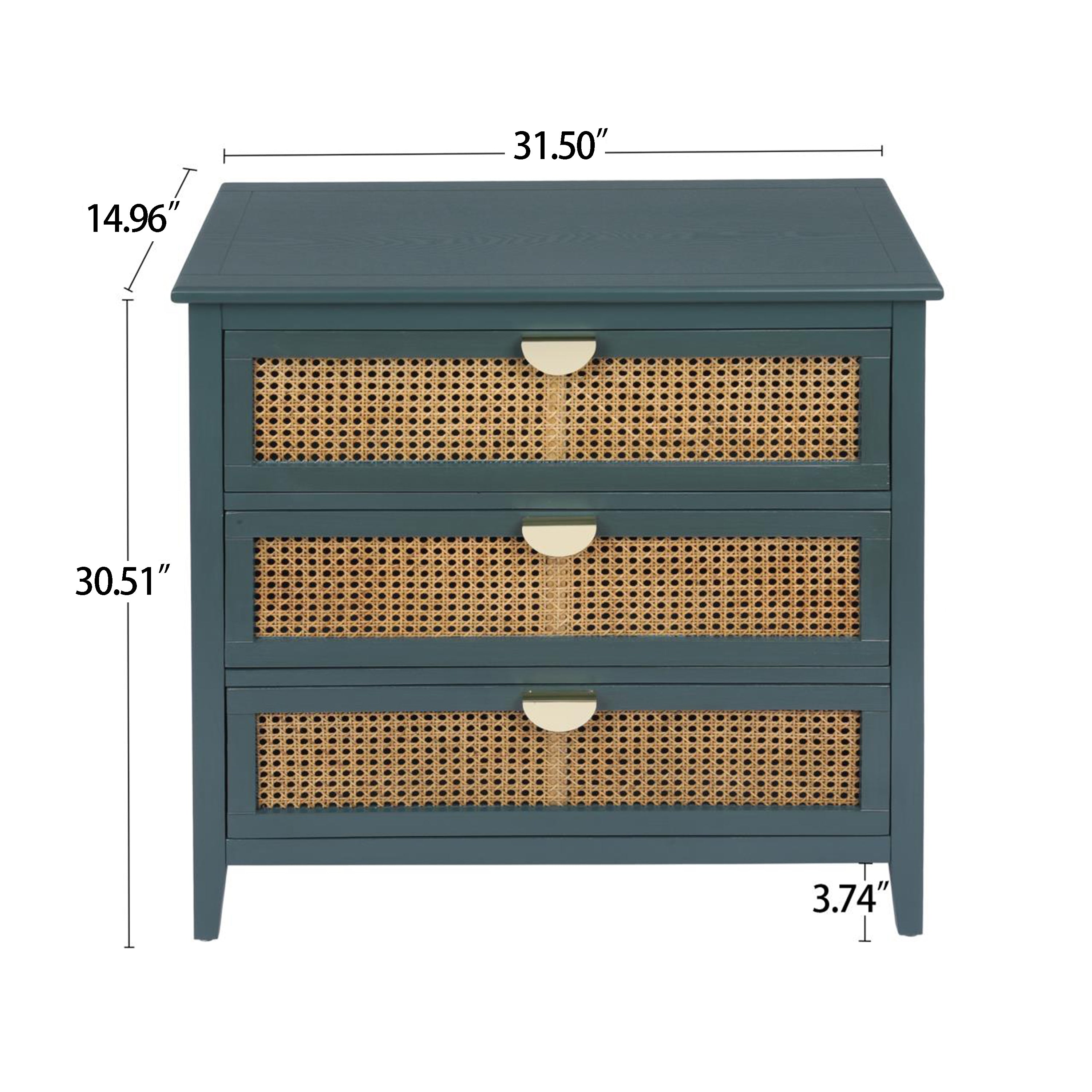 3 Drawer Cabinet, Natural rattan, American Furniture, Suitable for bedroom, living room, study - Grand Goldman Shop
