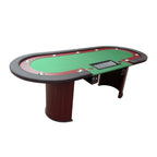 96' Luna Ultra Poker Table with Speed Cloth Racetrack Chip Tray Double DropBox Wooden Legs Green - Grand Goldman