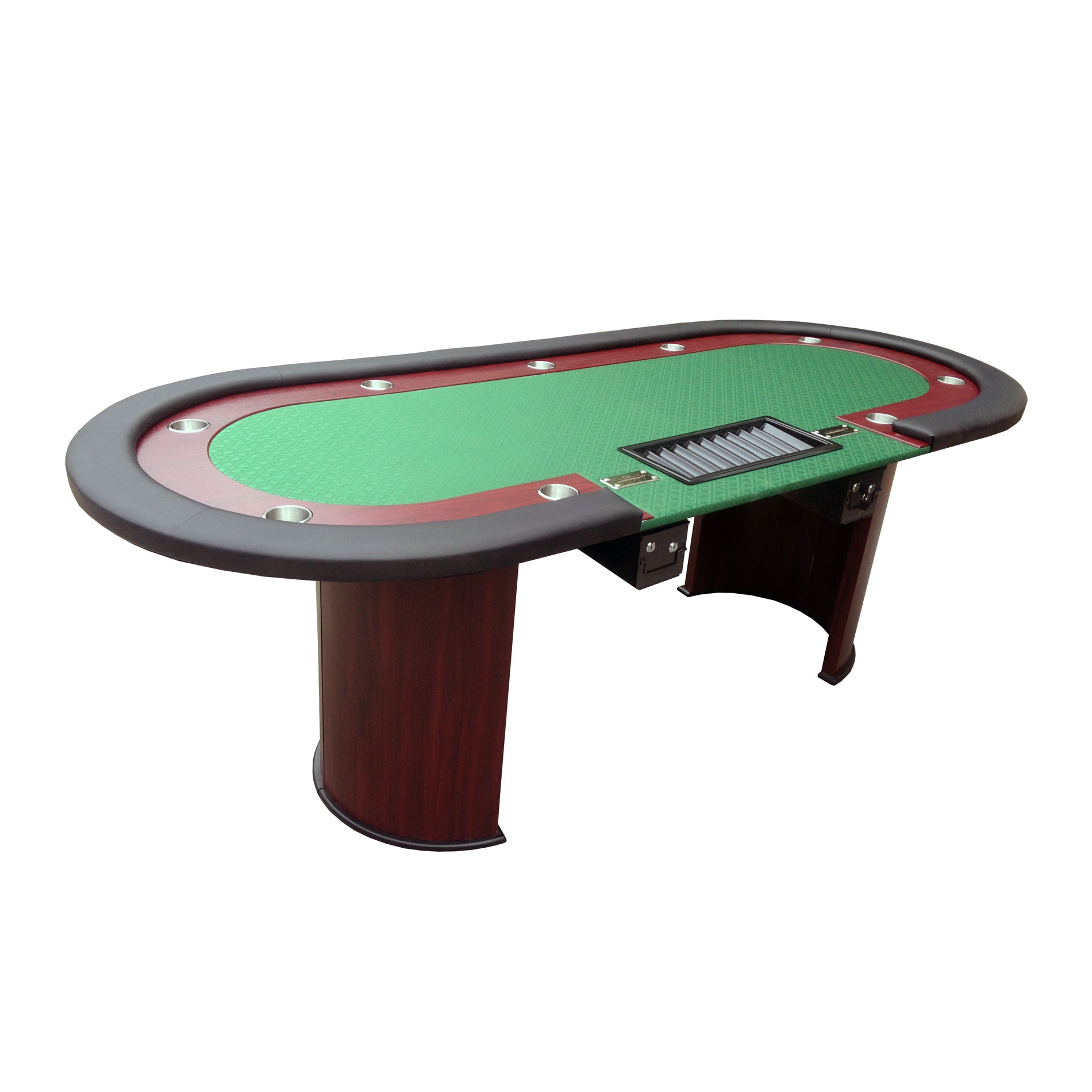 96' Luna Ultra Poker Table with Speed Cloth Racetrack Chip Tray Double DropBox Wooden Legs Green - Grand Goldman