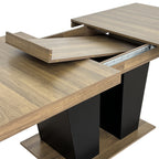 Extendable Dining Room Table for 4-10 People,Wooden Transformer Kitchen Dining Table with Black Double Sturdy Pedestal Base, Modern Expandable Large Table - Grand Goldman Shop