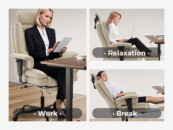 Office Chair Ergonomic 200 kg PU Leather Computer Chair with Lumbar Support and High Backrest, Ergonomic Desk Chair with Lift