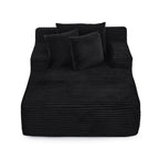 Single lazy sofa lounge chair, no assembly required, made of velvet fabric, fluffy modern single lounge chair, used for indoor living rooms and bedrooms-Black - Grand Goldman Shop