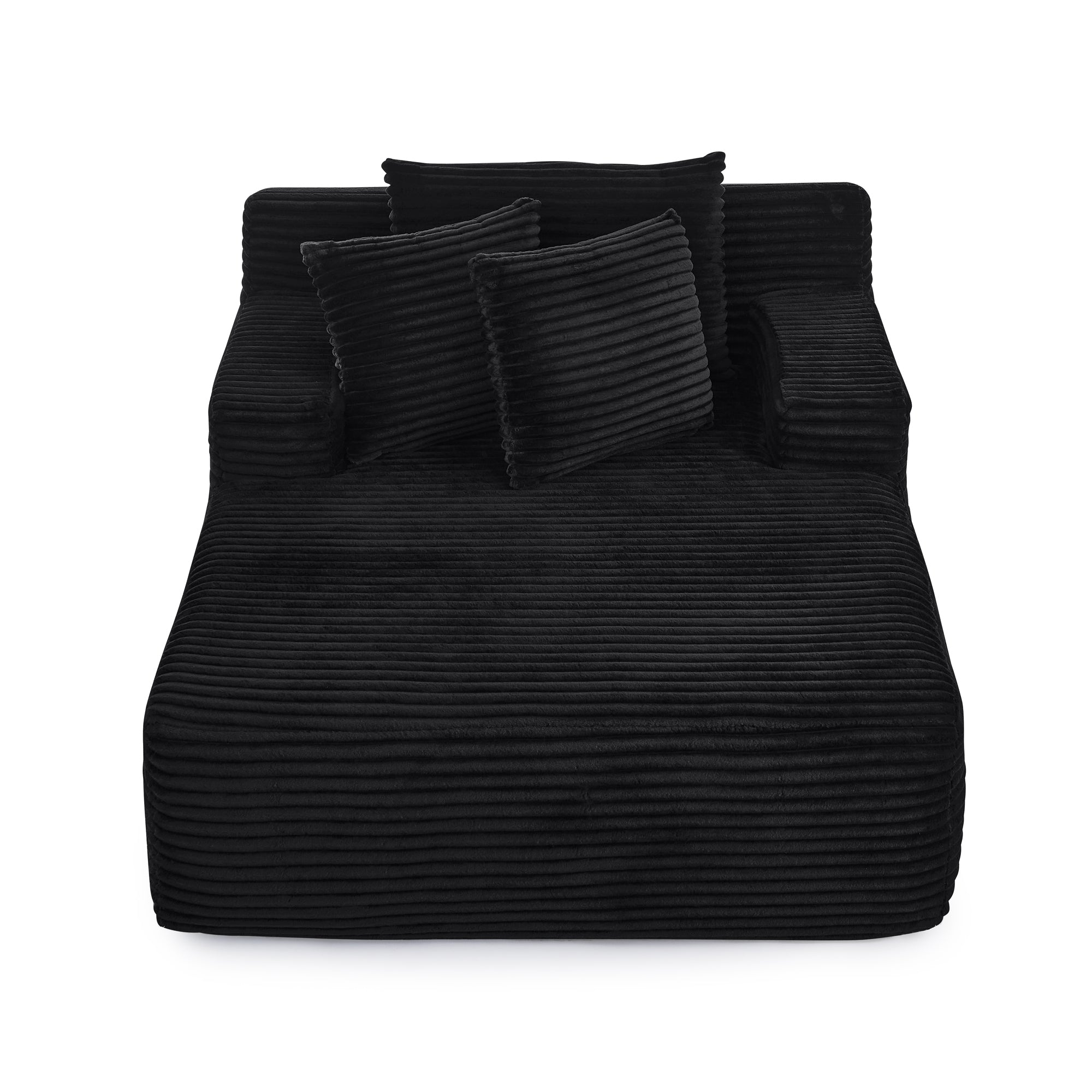 Single lazy sofa lounge chair, no assembly required, made of velvet fabric, fluffy modern single lounge chair, used for indoor living rooms and bedrooms-Black - Grand Goldman Shop