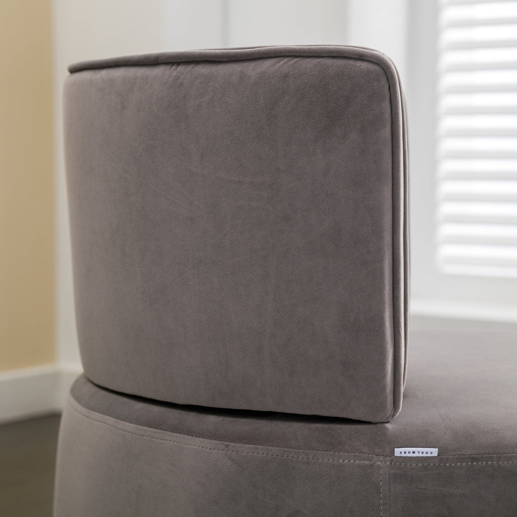 Swivel Barrel Chair, Round Armchairs with Fluffy Velvet, 360 Degree Swivel, Gray, 25.20'' x 25.59'' x 26.38'' - Grand Goldman Shop