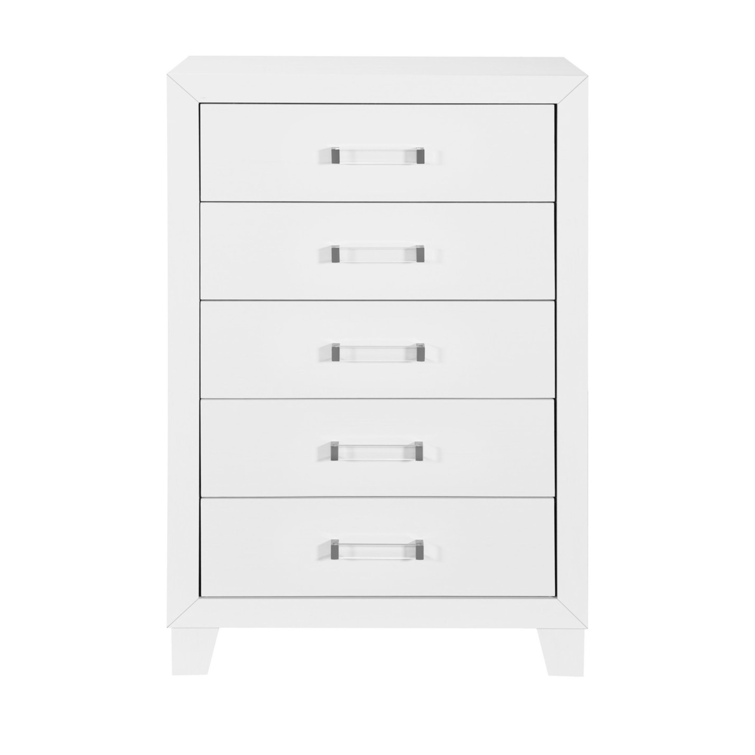 OMODA 5PC Full Bedroom Set with LED Accent Lighting in White Rubber Wood Finish - Grand Goldman Shop