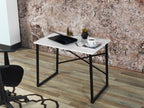 Furnish Home Store Lator Black Metal Frame 35' Wooden Top Small Writing and Computer  Desk for Teens Bedroom, White - Grand G