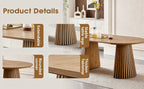 Wooden Dining Table, Flexible and Extendable, Multi-functional and Space-saving, Fashionable Oval Design and Slatted Table Legs, Tea Table or Office Desk, Beautiful and Practical - Grand Goldman Shop