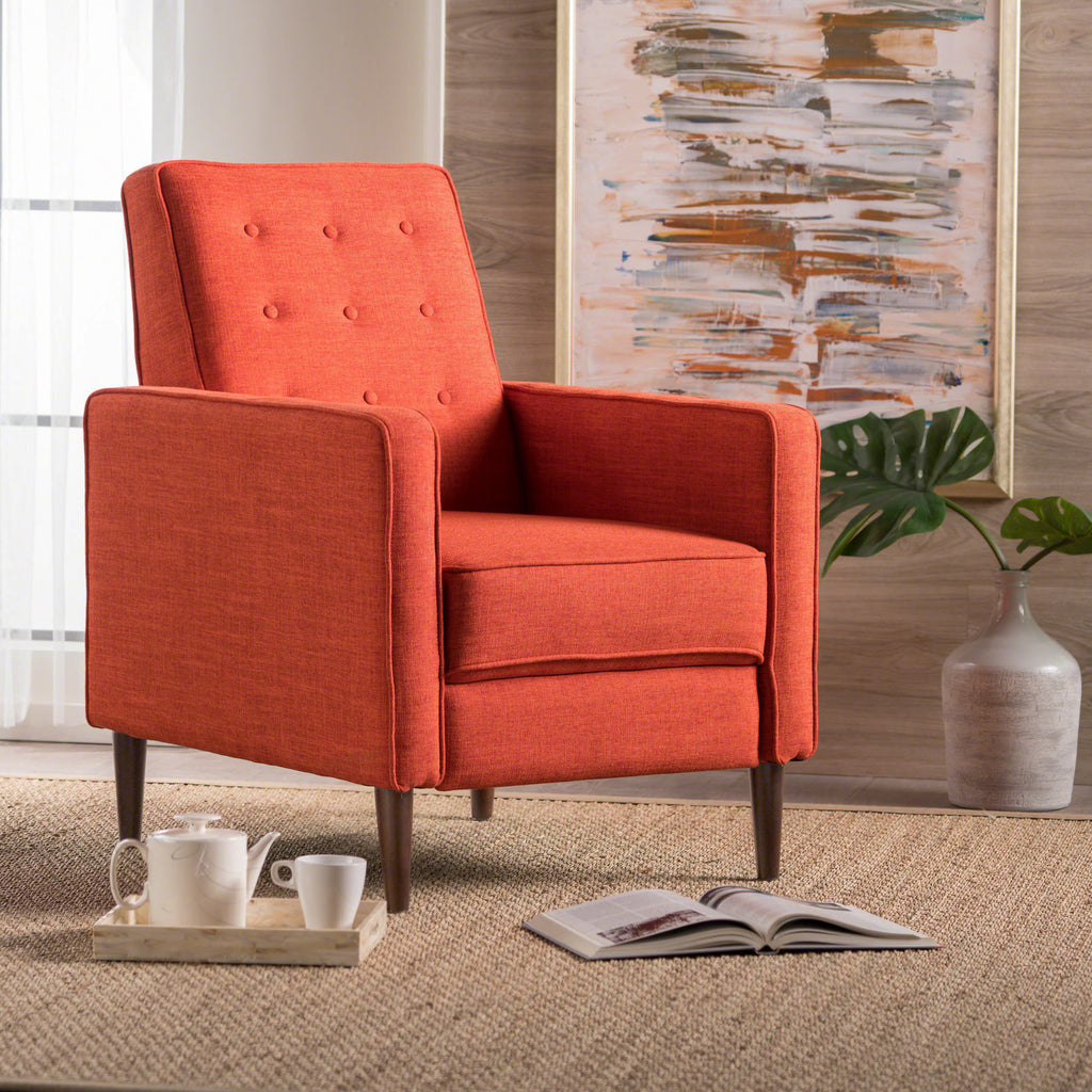 Macedonia Mid-Century Modern Button Tufted Fabric Recliner - Grand Goldman Shop
