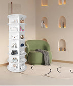 7 Tier Rotating Shoe Rack Tower, Spinning Shoe Display, 360 Shoe Rack Storage Round Carousel, Vertical Handbag Rotate Shoes Closet Organization (WHITE) - Grand Goldman Shop
