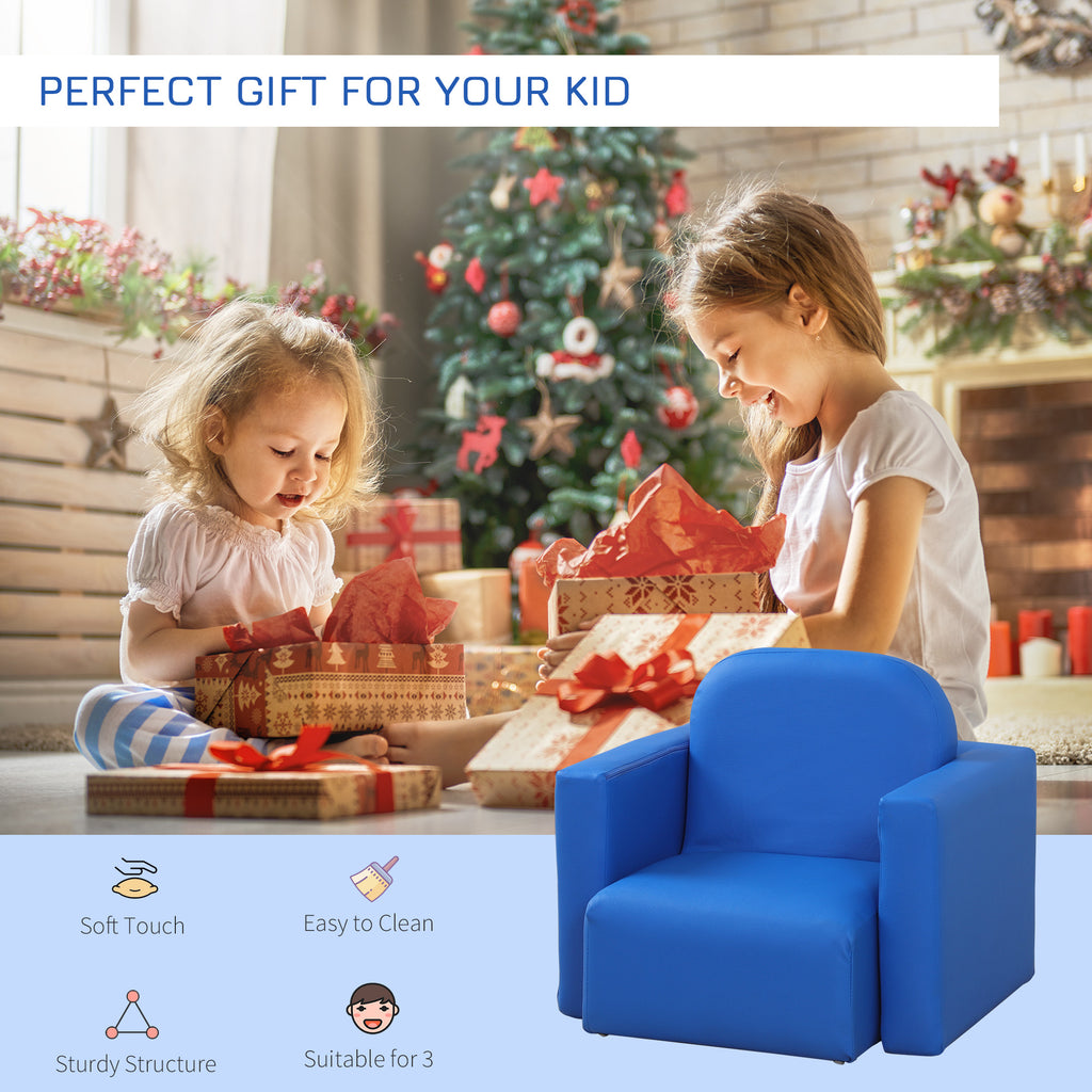 2-in-1 Multifunctional Kids Sofa Convertible Table and Chair Set for 3 years old Boys Girls, Blue - Grand Goldman