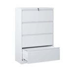 Modern Steel 4-Drawer Lateral File Cabinet with Lock, White Finish, Metal Construction, 35.43x15.75x52.28 inches | Premium Ho