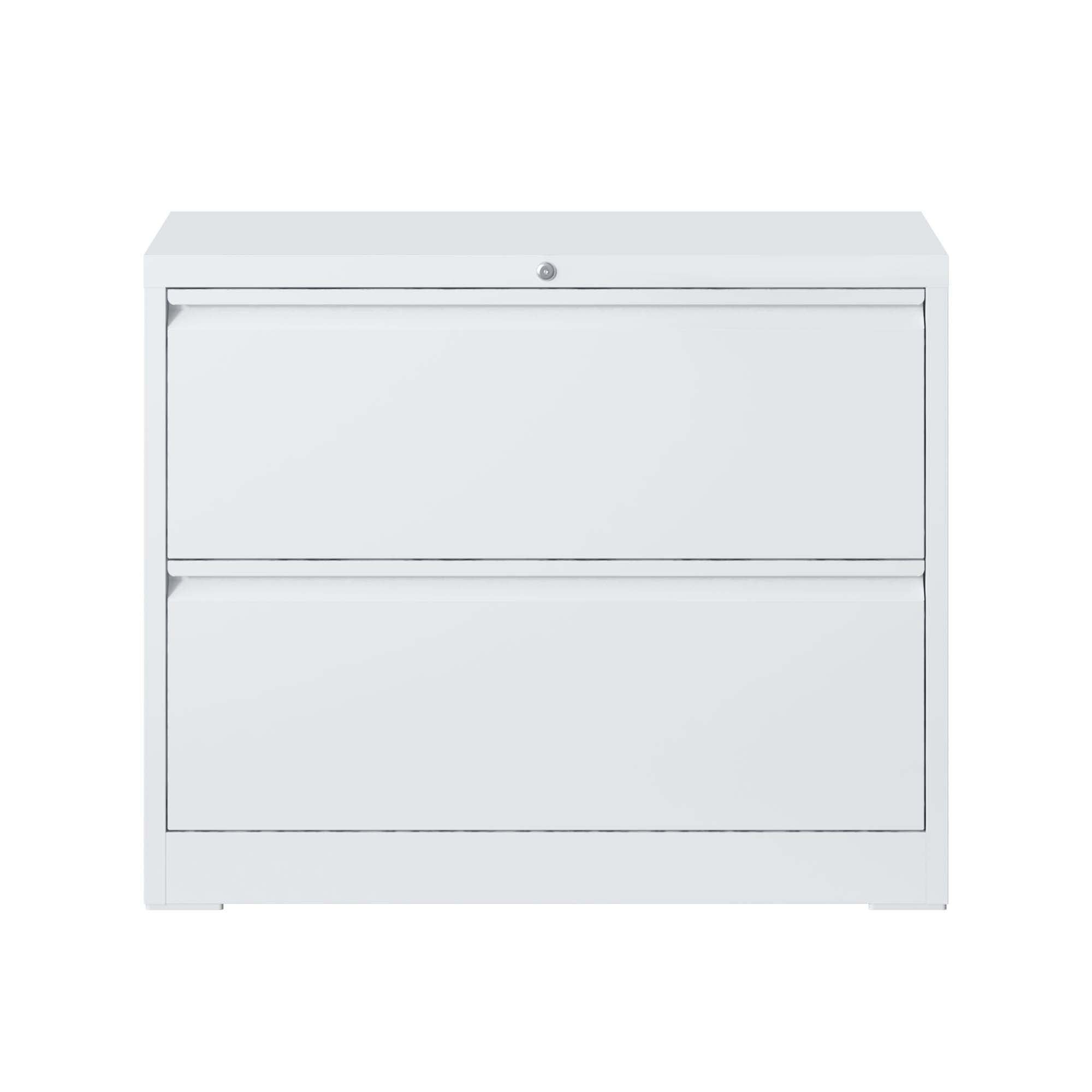 Modern 2-Drawer Steel Lateral File Cabinet with Lock, White Metal Filing Cabinet for Home Office Use - Grand Goldman